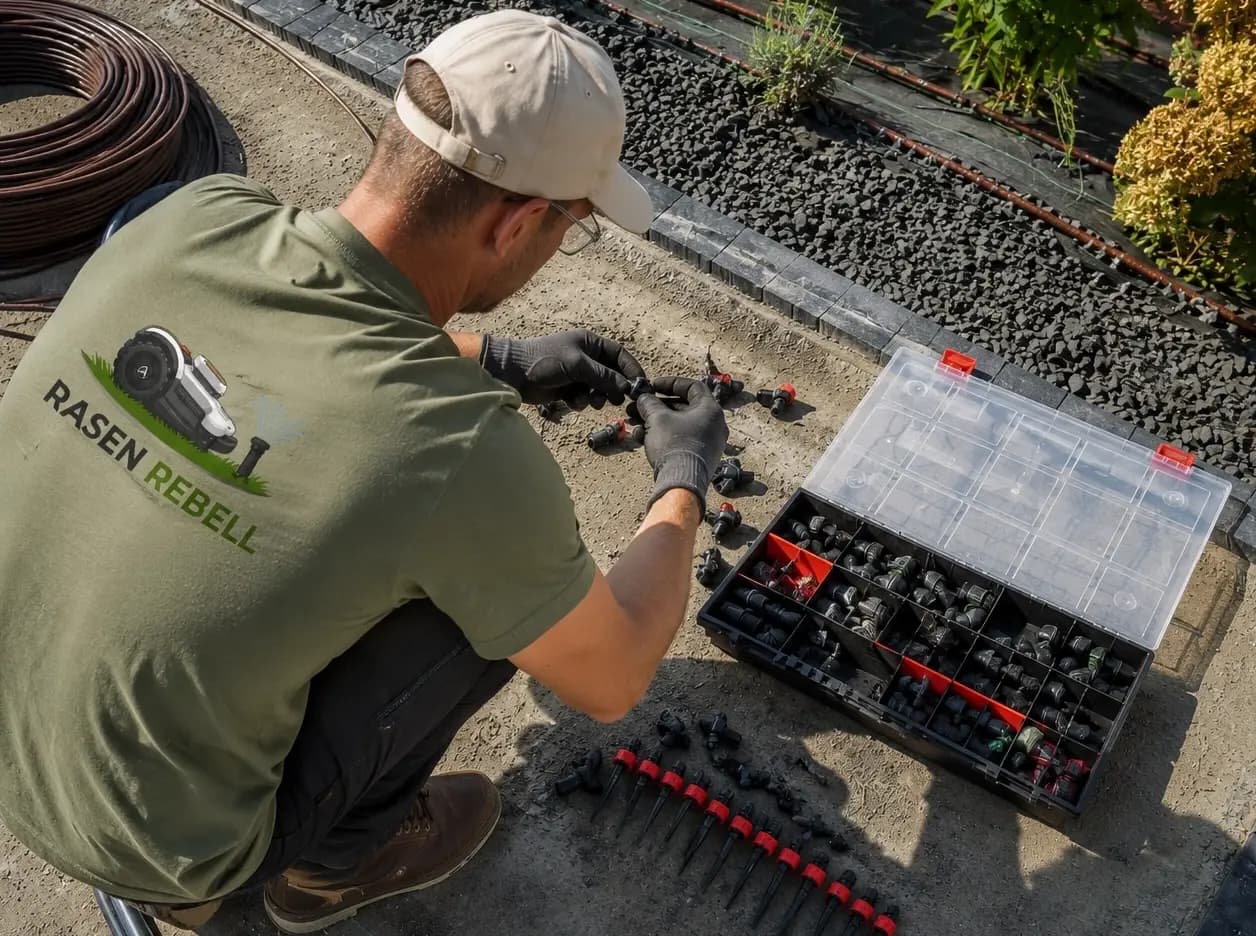 Automatische Bewässerungsanlage in einem Privatgarten