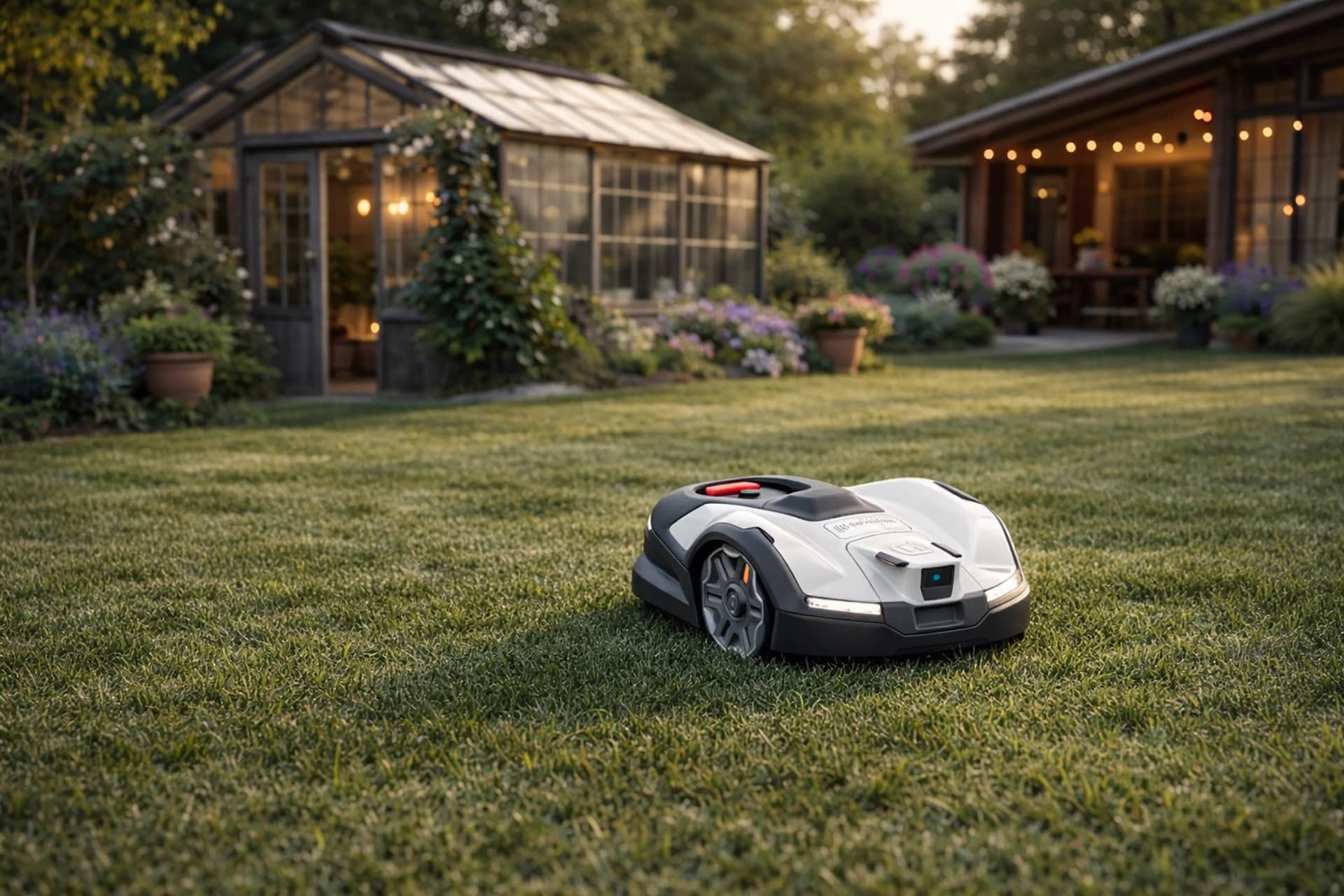 Husqvarna Automower 405VE NERA in a landscaped Vienna garden