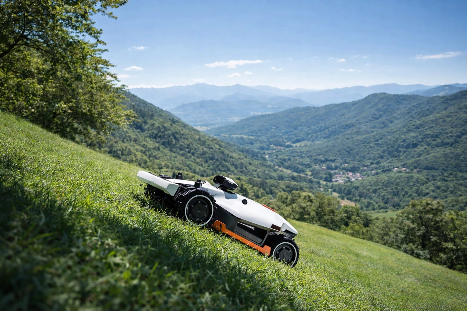 rasenroboter-klosterneuburg 7 Mammotion Luba 2 Rasenroboter fährt im Steilhang Garten in Klosterneuburg